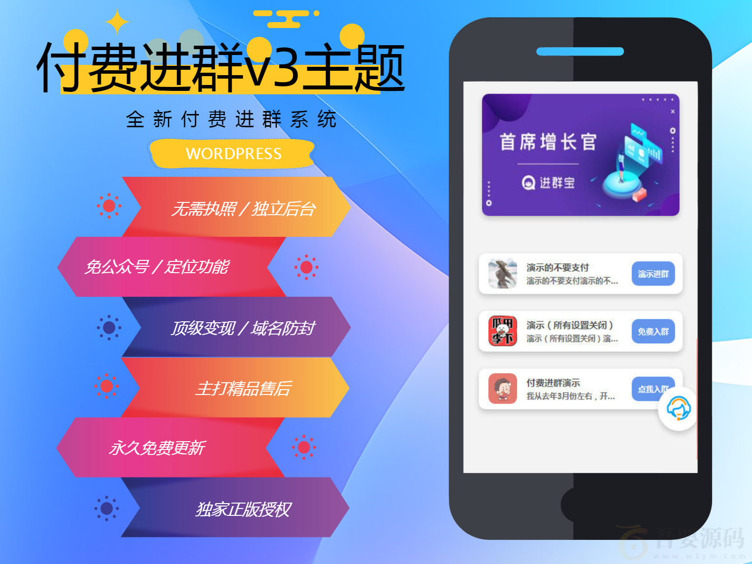 wp付费进群系统V3源码-开心版 : 文章标题-1